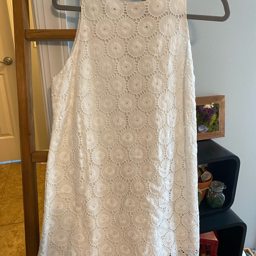 White Crochet style Sleeveless Dress